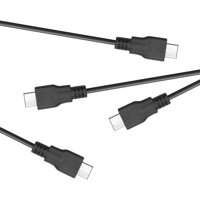 USB cables on white background